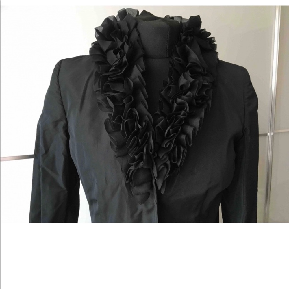 Black Dolce & Gabbana trench coat, long sleeves.